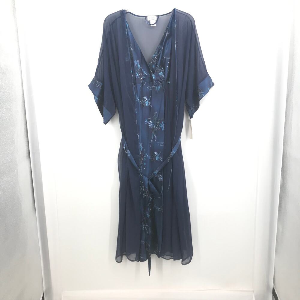 Cinema Floral LARGE Sleeveless Plunge Neck 2 pc. Sleepwear Lingerie robe nightie